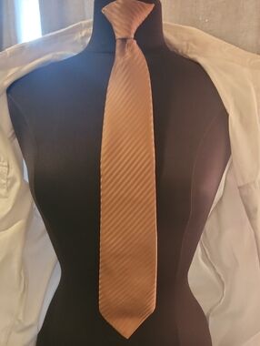 Solid VINTAGE 70S Copper-Tone Men's Clip On Tie